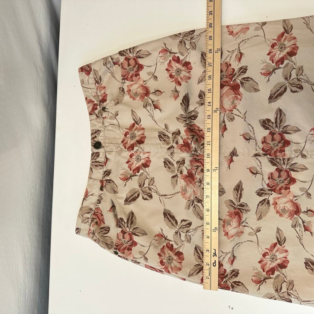 Vintage 90s Eddie Bauer Midi Skirt Size 10 Floral Cream Red Equestrian Preppy - Picture 7 of 10